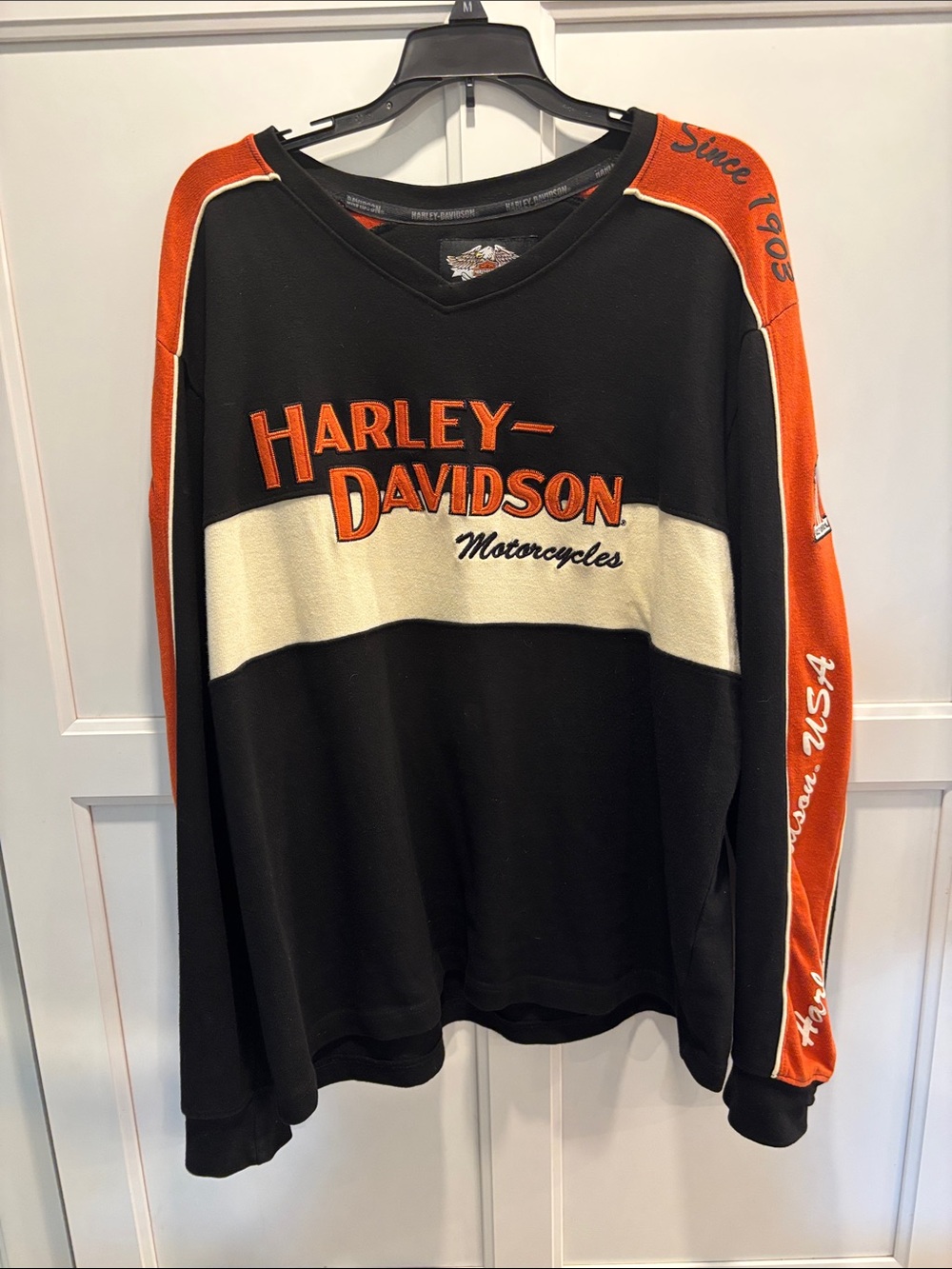 Harley-Davidson Black, Orange & Cream Long-Sleeve Pullover